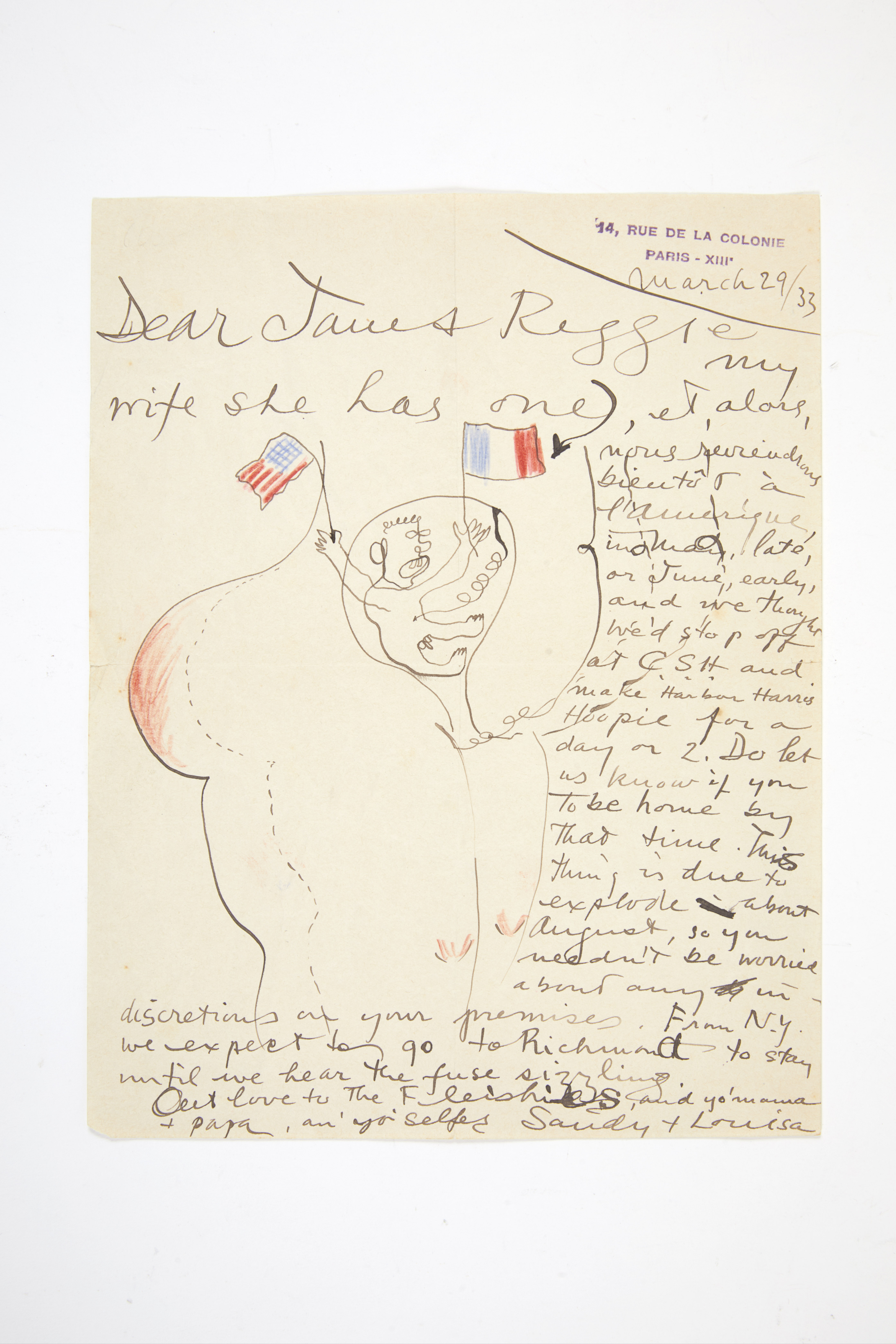 L.A.S. adressée à Jane et Reggie [Reginald Harris]